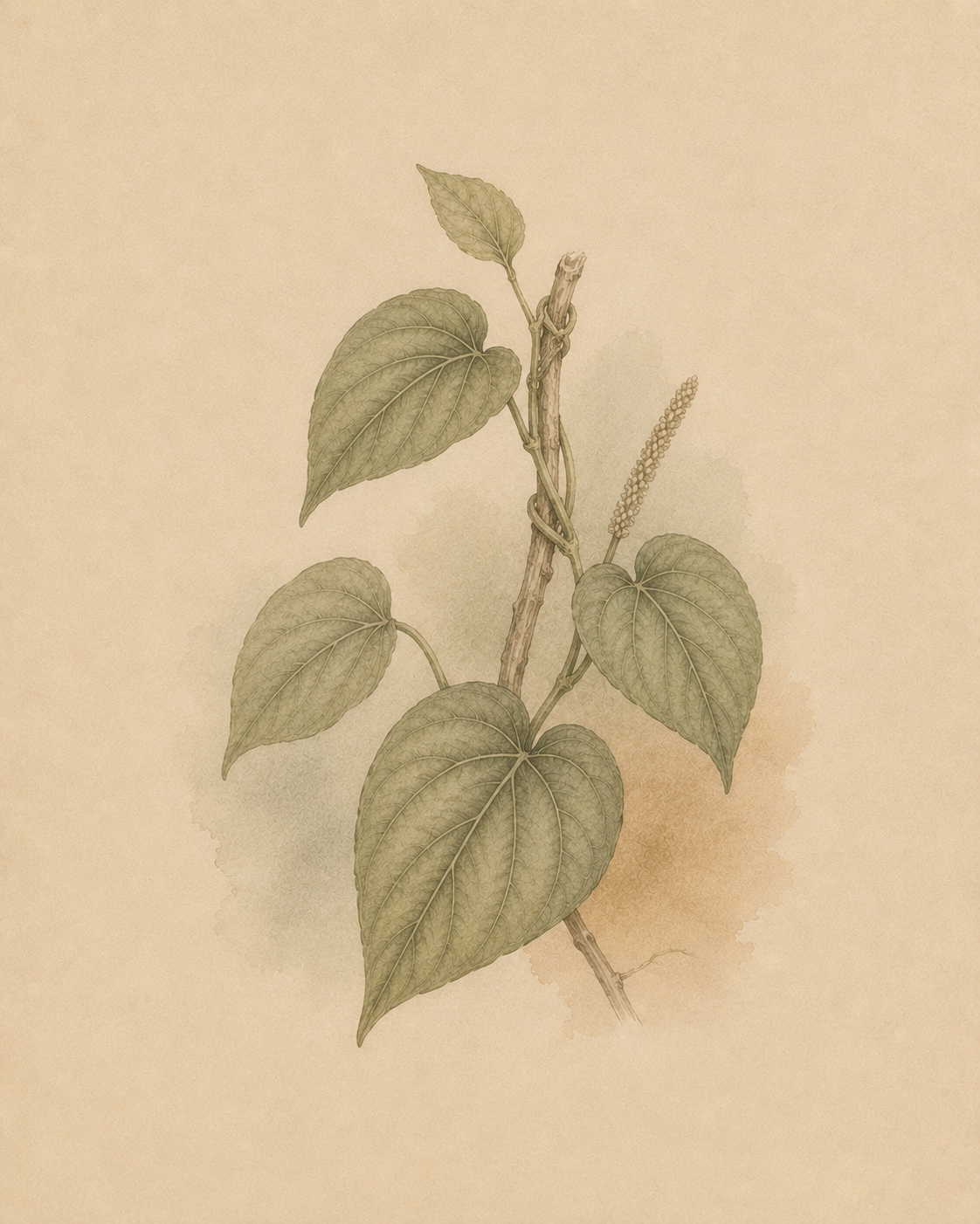 Line-art of a sirih (betel) leaf sprig